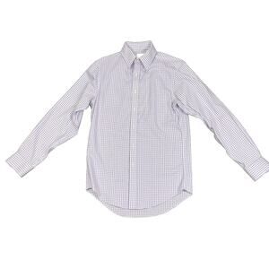 Jos A Bank 14.5 32 Slim Fit Traveler Dress Shirt Purple/Blue Plaid 100% Cotton